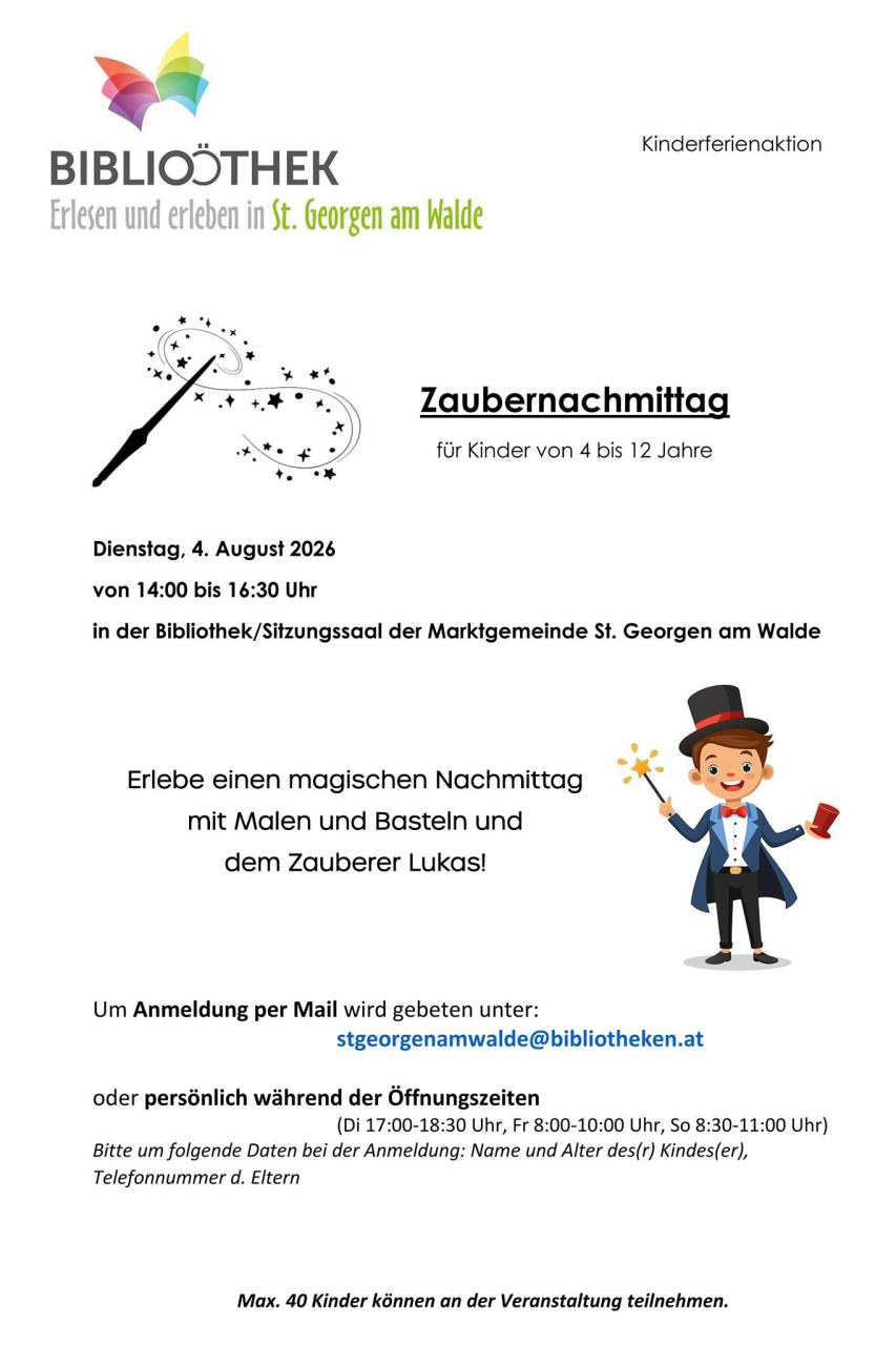 Kinderferienaktion - Zaubernachmittag